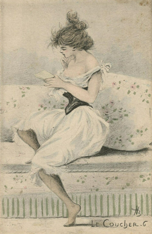 Carte postale ancienne Henri Boutet - Le Coucher 6