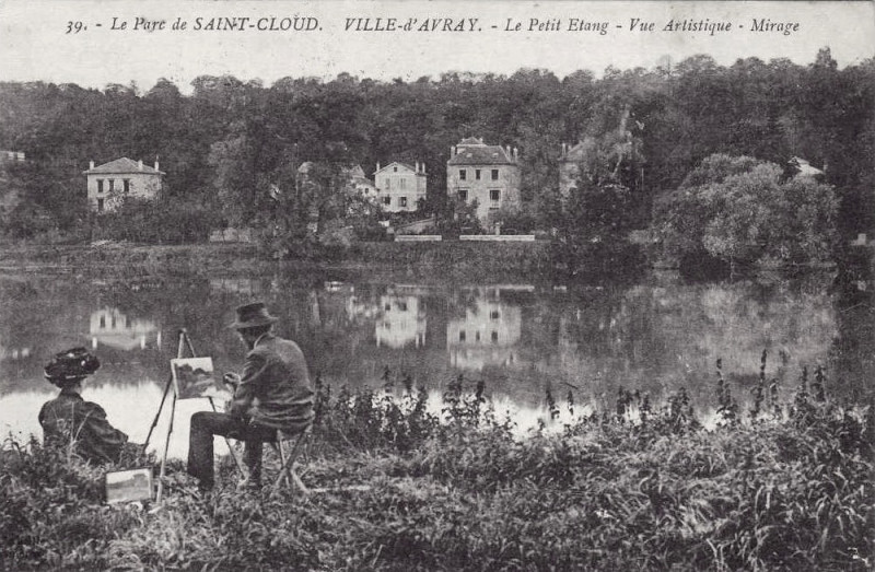 Carte postale ancienne Le Parc de Saint-Cloud, Ville-d'Avray, Le Petit Etang, Vue Artistique, Mirage, possibly Henri Biva