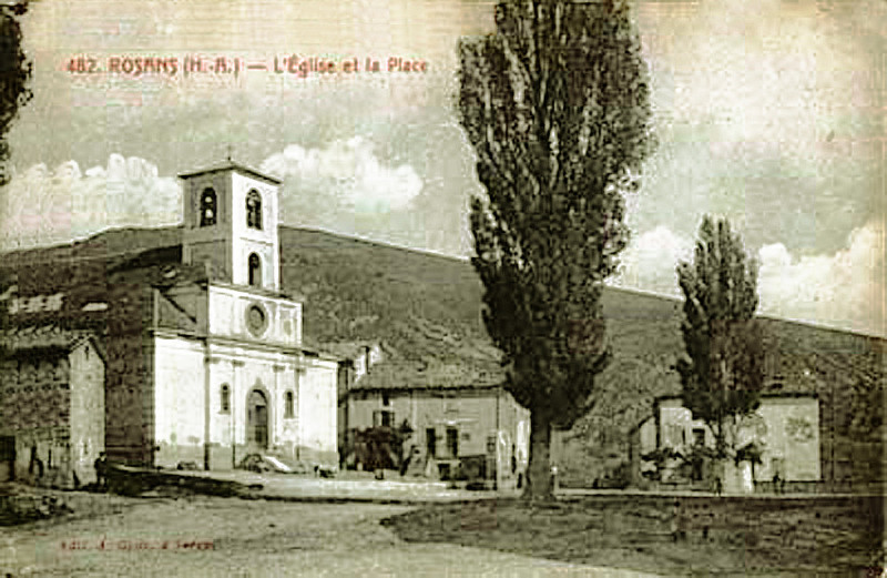 Carte postale ancienne Place et église de Rosans