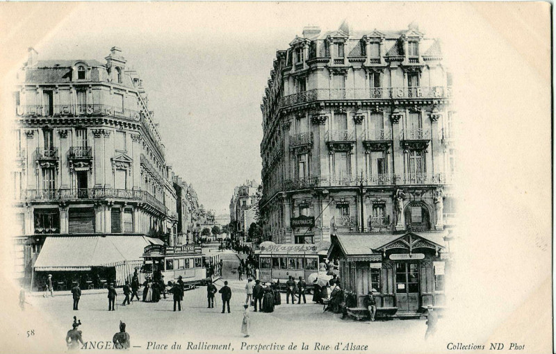 Carte postale ancienne Nd 58 - Angers - Place du Ralliement, Perspective de la Rue d'Alsace à Angers
