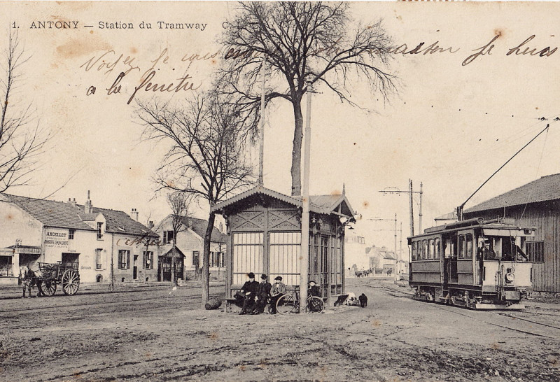 Carte postale ancienne Station du Tramway à Antony