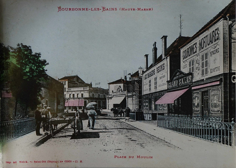 Carte postale ancienne Bourbonne place moulin 50476 à Bourbonne-les-Bains