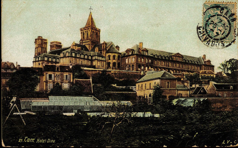 Carte postale ancienne Hotel-Dieu à Caen