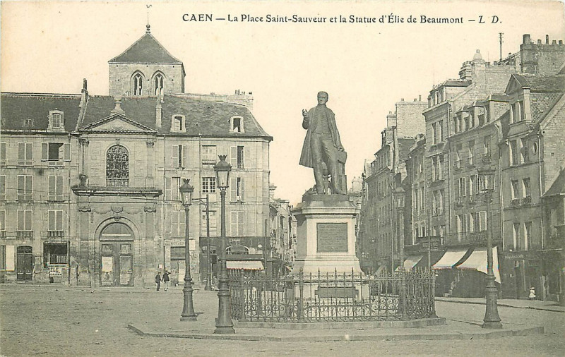 Carte postale ancienne Statue elie de beaumont Caen à Caen