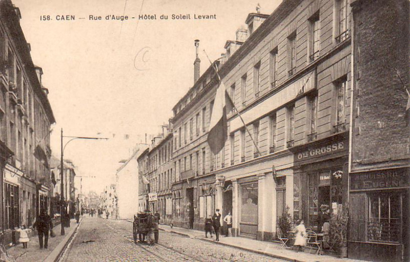Carte postale ancienne Rue auge hotelpin à Caen