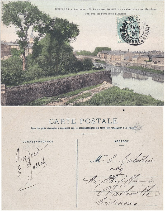 Carte postale ancienne Mézières. – Ancienne demi Lune Des Dames de la Citadelle de Mézières — Vue sur le Faubourg d'Arches (2) à Charleville-Mézières