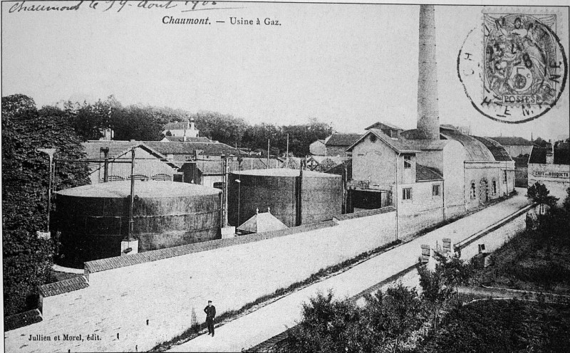 Carte postale ancienne Chaumont usine à gaz square lebon 49467 à Chaumont