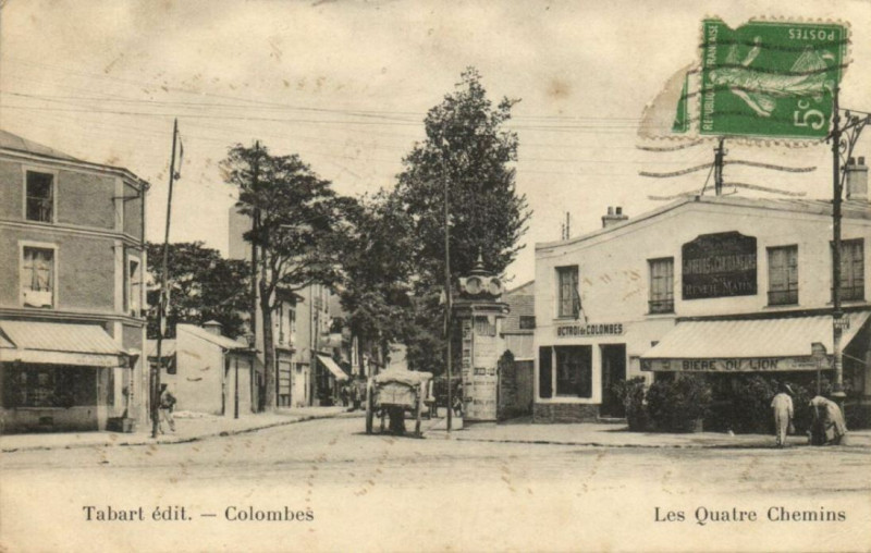 Carte postale ancienne Colombes.Carrefour des Quatre-Chemins à Colombes