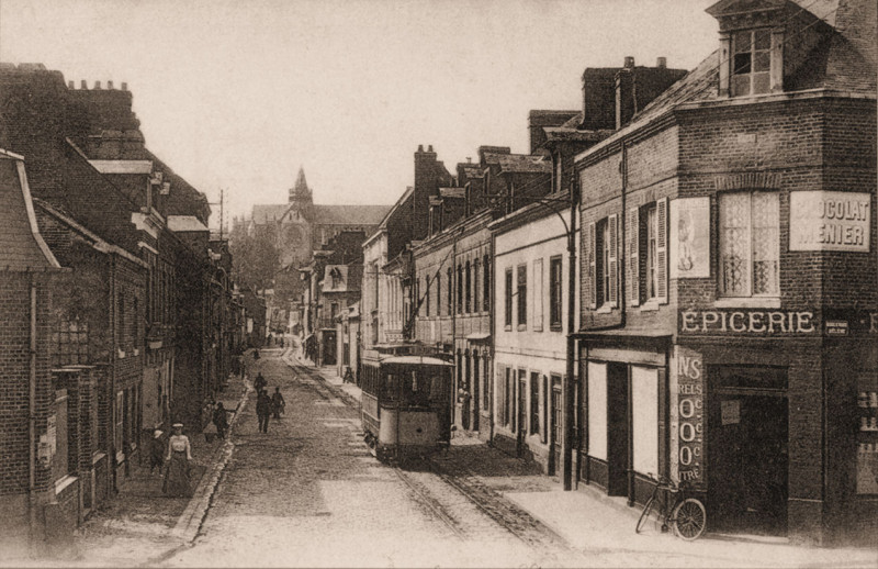 Carte postale ancienne Tramway d'Eu-Le Tréport 2 à Eu