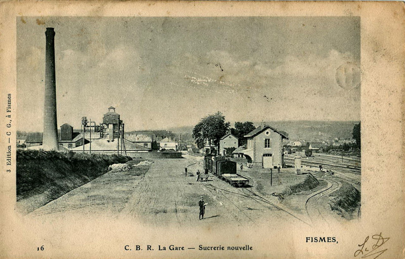 Carte postale ancienne Cg 16 - Cbr - La Gare - Sucrerie nouvelle à Fismes