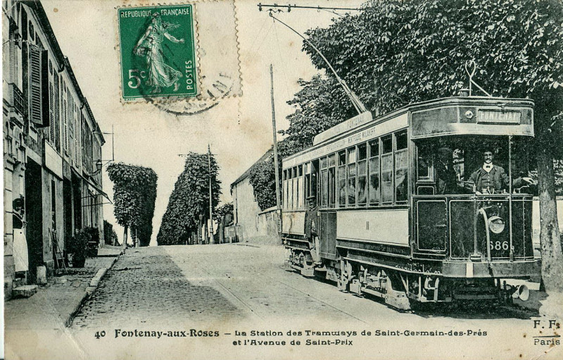 Carte postale ancienne Ff 40 - Fontenay Aux Roses - La station des tramways de Saint-Germains des prés .. à Fontenay-aux-Roses