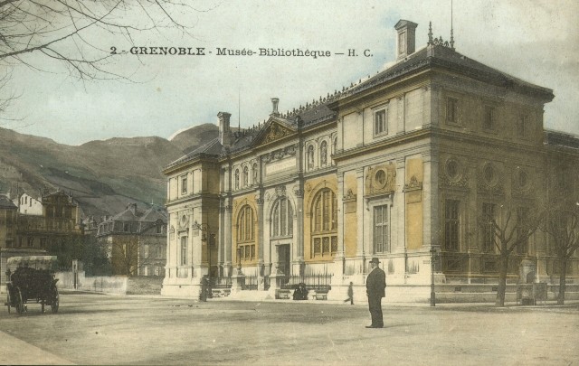 Carte postale ancienne Musée-bibliothèque Grenoble (avant 1900) à Grenoble