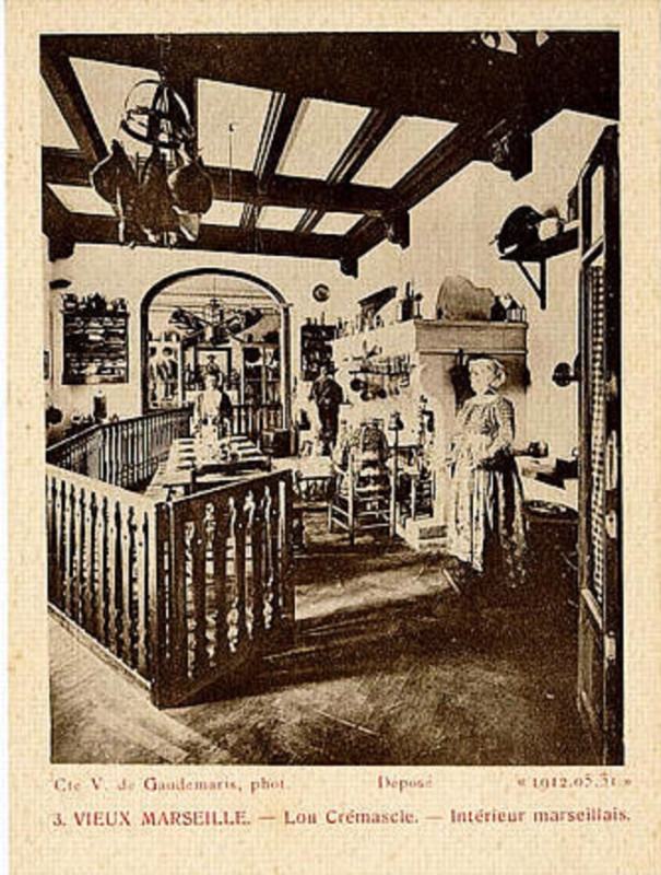 Carte postale ancienne Lou Crémascle (la crémaillère) Intérieur marseillais 1912 musée des civilisations de l'Europe et de la Méditerranée à Marseille