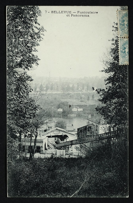 Carte postale ancienne Bellevue - Funiculaire et Panorama à Meudon