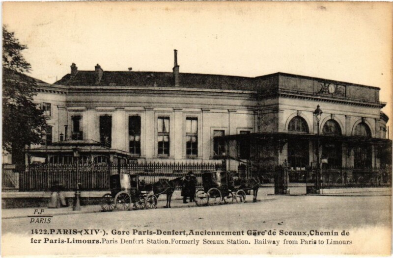 Carte postale ancienne Gare Paris-Denfert, Anciennement Gare de Sceaux, Chemin de fer Paris-Limours à Paris 14e