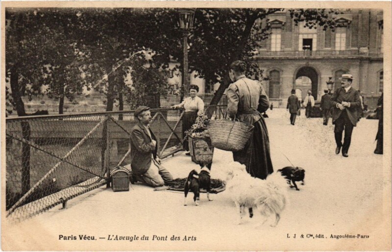 Carte postale ancienne L'Aveugle du Pont des Arts à Paris 1er