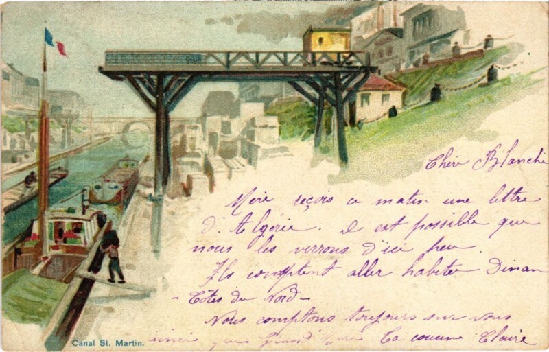 Carte postale ancienne Canal Saint-Martin à Paris 10e