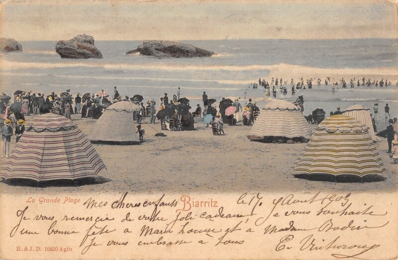 Carte postale ancienne Biarritz La Grande Plage à Biarritz