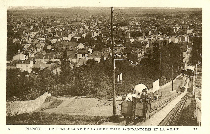Carte postale ancienne Ll 4 - Nancy - Le funiculaire et la ville