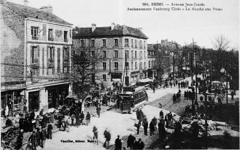 Carte postale ancienne Avenue J Jaurès puces Reims 75270