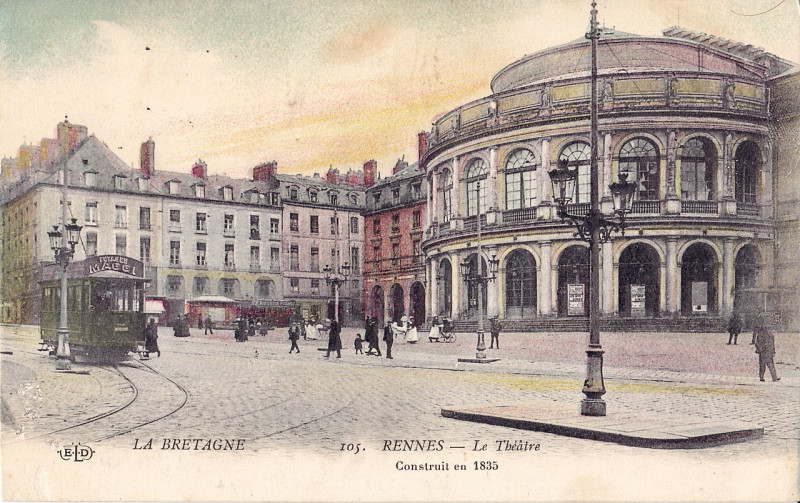 Carte postale ancienne Eld 105 - Rennes - Le Theatre, construit en 1835 à Rennes