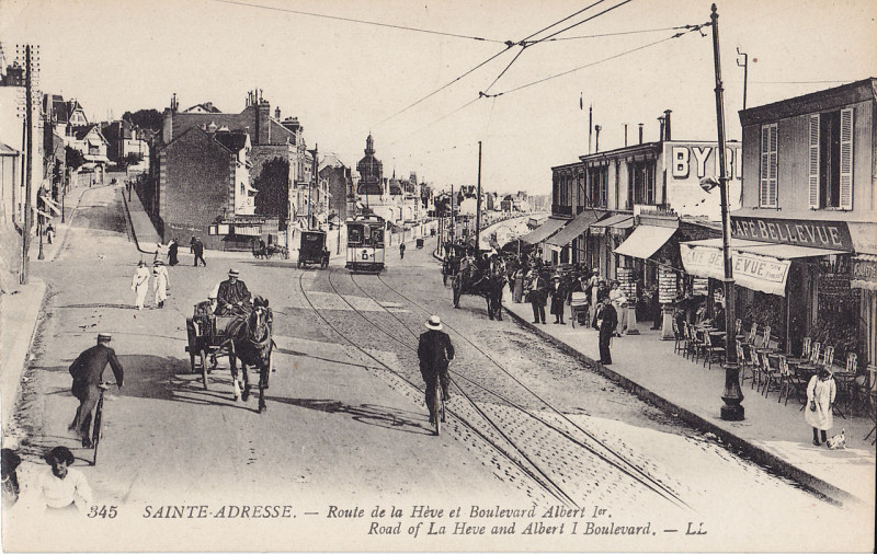 Carte postale ancienne Ll 345 - Sainte-Adresse - Rue de la Hève et Boulevard Albert 1er au Havre