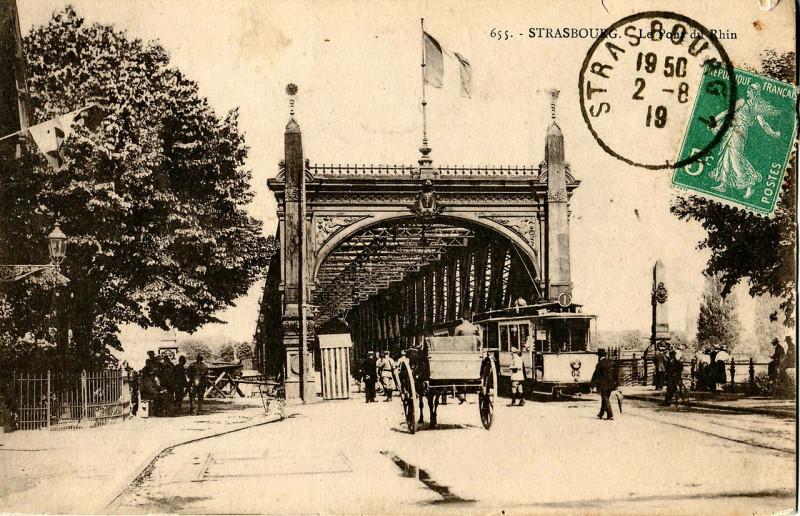 Carte postale ancienne Bergeret 655 - Strasbourg - Le Pont du Rhin