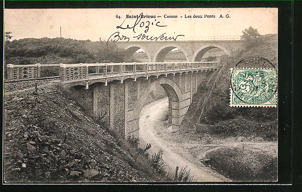 Carte postale ancienne Les deux Ponts du Chemin des Courses1