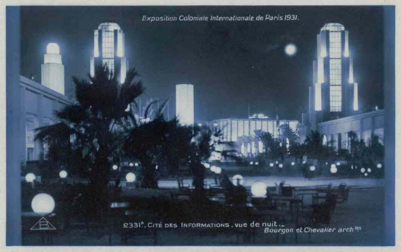 Carte postale ancienne Expo 1931 Info nuit
