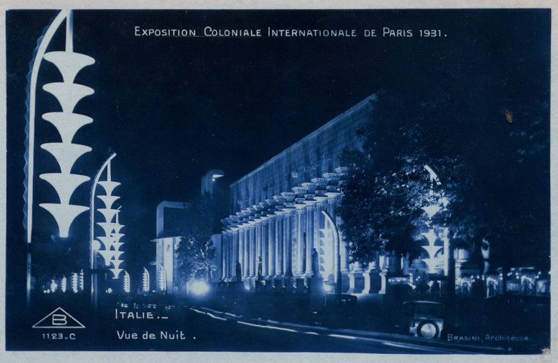 Carte postale ancienne Expo 1931 Italie nuit