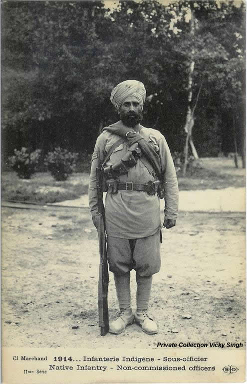 Carte postale ancienne 1914 French postcard of a Sikh Havaldar at Marseille, in the early days of the First World War