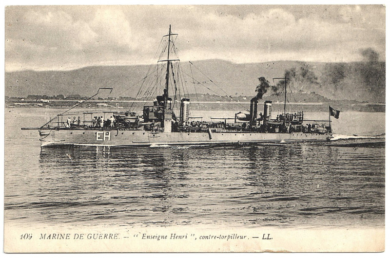 Carte postale ancienne French postcard - 109 Marine De Guerre 'Enseigne Henri' contre-torpilleur. - Ll