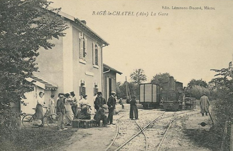 Carte postale ancienne Gare Bâgé Châtel Carte Postale 1