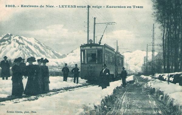Carte postale ancienne Levens tramway