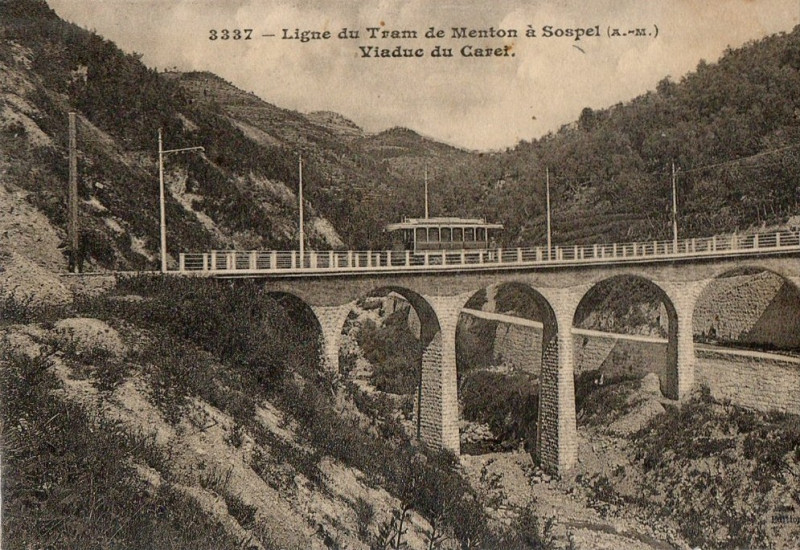 Carte postale ancienne Viaduc du Carréi (1910) Ouest à Castillon