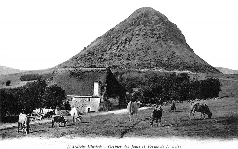 Carte postale ancienne Gerbier-de-Joncs ferme de la Loire recouverte de chaume