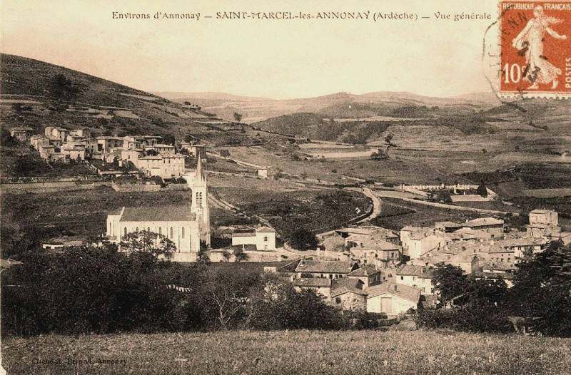 Carte postale ancienne Saint-Marcel-lès-Annonay vue générale Cpab