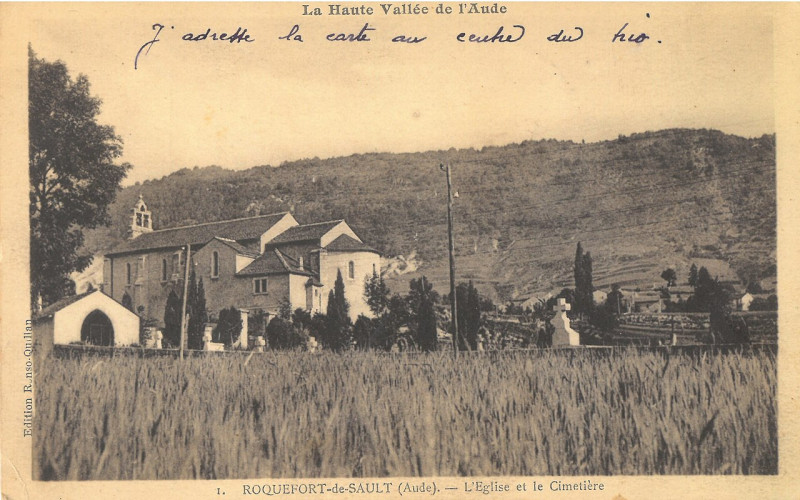 Carte postale ancienne Roquefort de Sault - Eglise