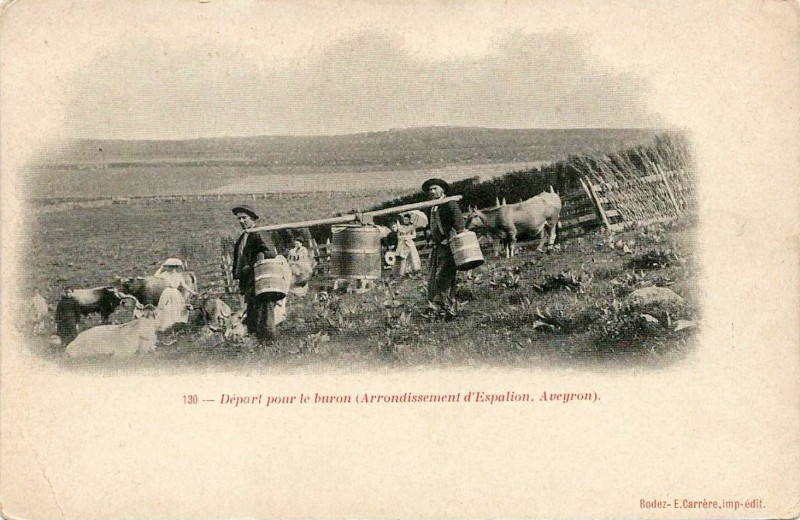 Carte postale ancienne Aveyron - Buron - Départ