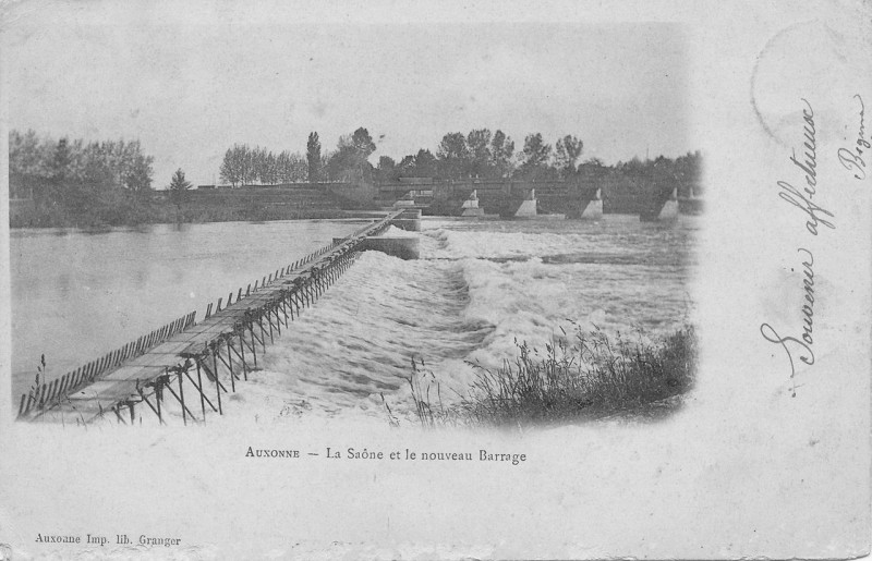 Carte postale ancienne Auxonne la saone et le nouveau barrage
