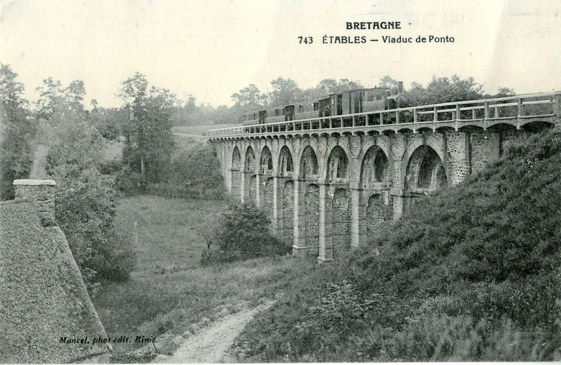 Carte postale ancienne Mancel 743 - Bretagne - Etables - Viaduc de Ponto