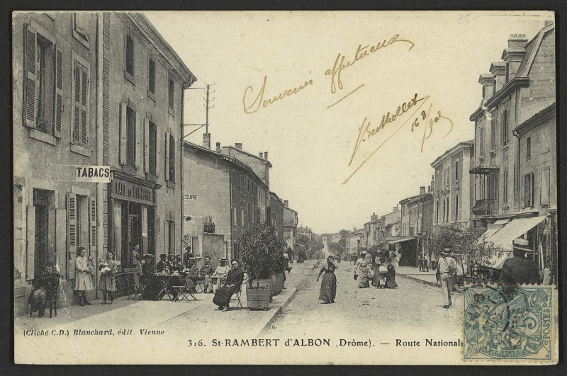 Carte postale ancienne St-Rambert-d'Albon (Drôme) - Route Nationale 