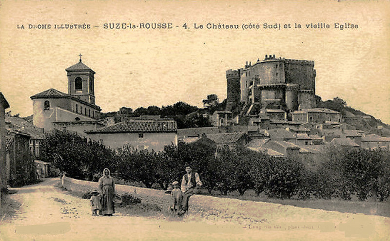 Carte postale ancienne Suze-la-Rousse-Chateau et église