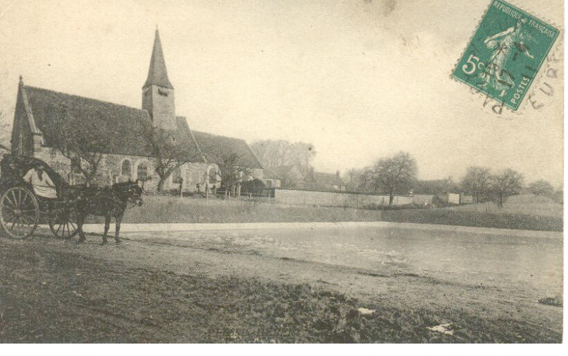 Carte postale ancienne 27-PlessisHebert-Eglise-1911