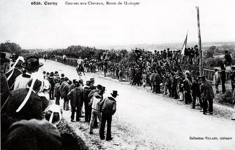 Carte postale ancienne Coray Course de chevaux à Coray