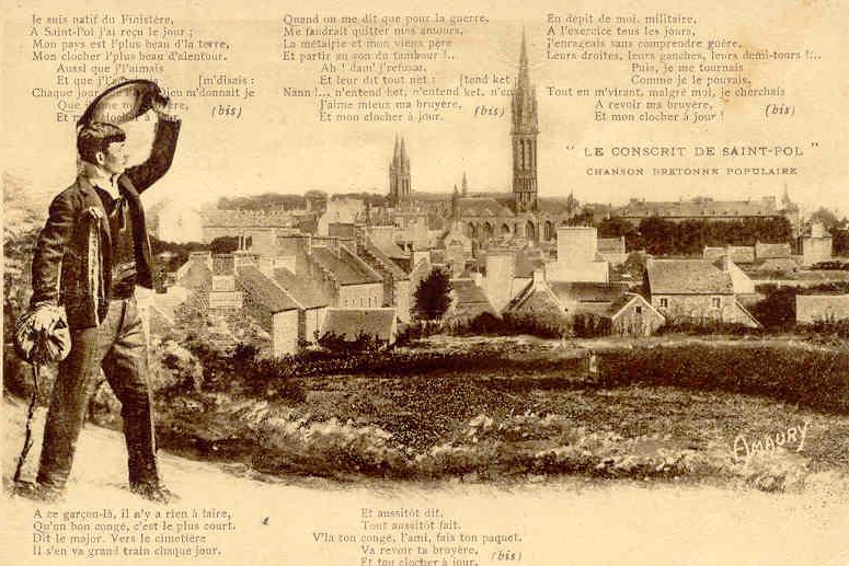 Carte postale ancienne La chanson du conscrit à Saint-Pol-de-Léon