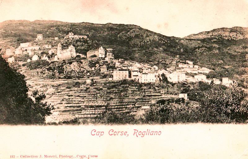 Carte postale ancienne Rogliano Cap Corse vignoble et village