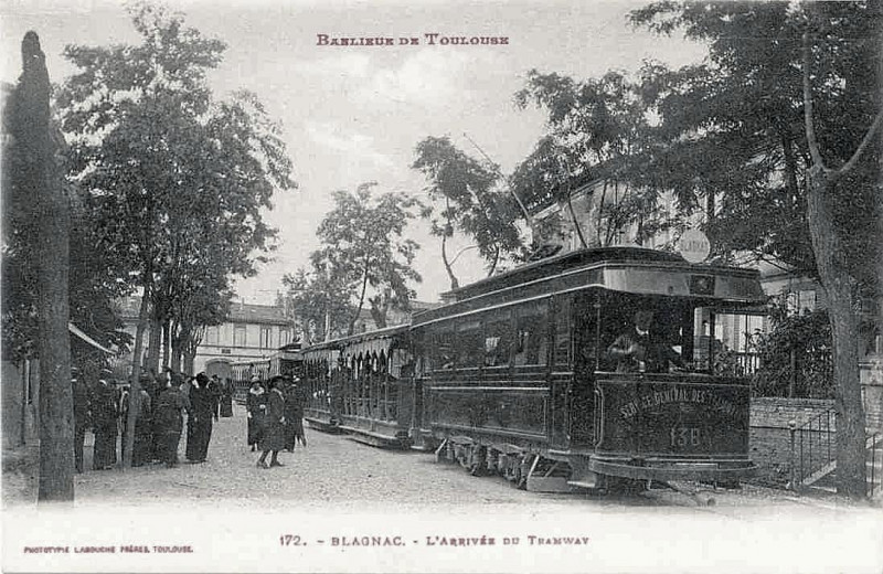 Carte postale ancienne Tramway arrivant à Blagnac