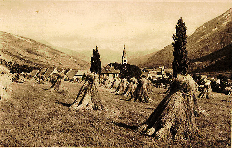 Carte postale ancienne Monetier-les-Bains gerbes de blé