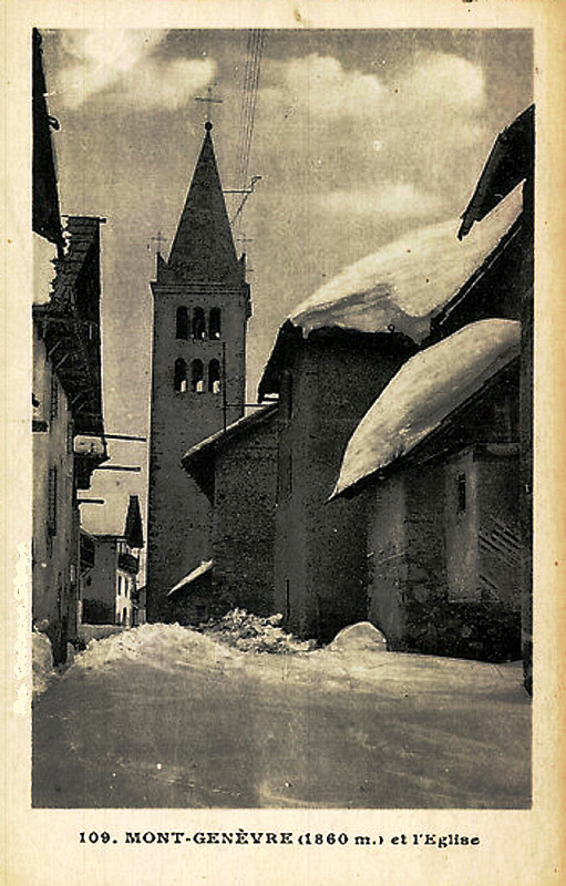 Carte postale ancienne Mont-Genevre Eglise